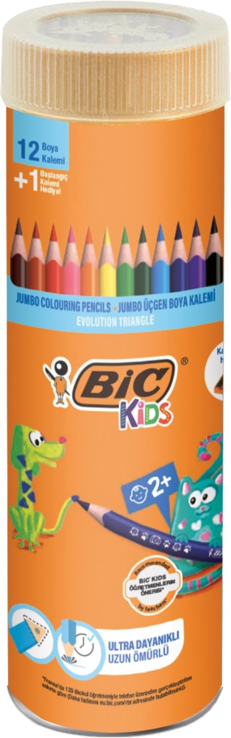 Alternative view of BIC Kids Üçgen Boya Kalemi 13'lü Metal Tüp, Üçgen Tasarım, Kıymık Oluşturmaz, Çiğnemeye Karşı Dayanıklı