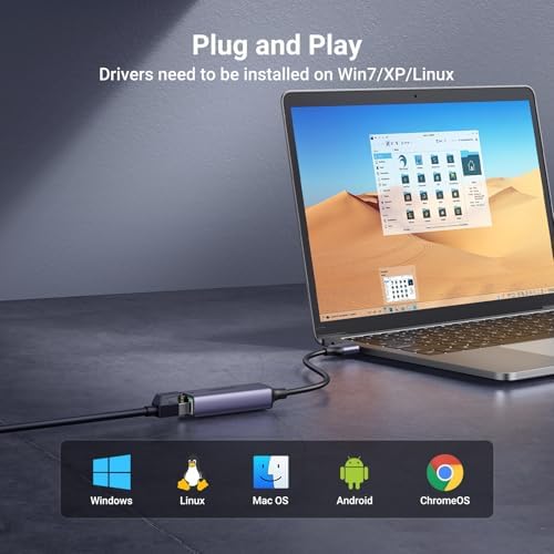 Alternative view of USB - Ethernet Adaptörü, Tak ve Çalıştır Ethernet Adaptörü, Alüminyum Kabuk, 1Gbps Gigabit - USB 3.0 Ağ Dongle, Switch, Laptop, MacBook, Windows, macOS, Linux ile Uyumlu