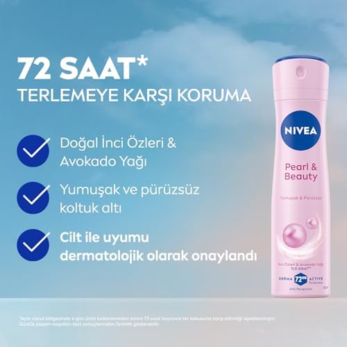 Alternative view of Kadın Sprey Deodorant Pearl&Beauty 150 ml,72 Saat Terlemeye Karşı Anti Perspirant Koruma,Doğal İnci Özleri ve Yağı,Yumuşak,Pürüzsüz Koltuk Altı,Alkol İçermez