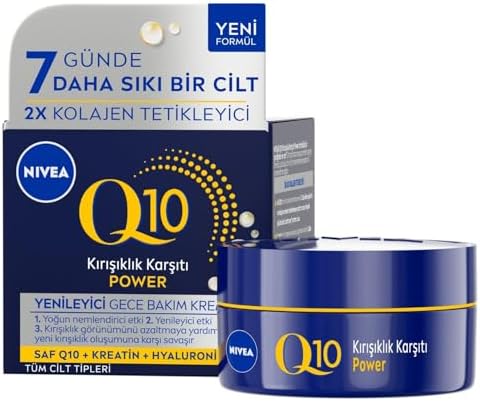 Q10 Kırışıklık Karşıtı Gece Bakım Kremi 50 ml,Nemlendirici,Yenileyici,Kreatin,Hyaluronik Asit