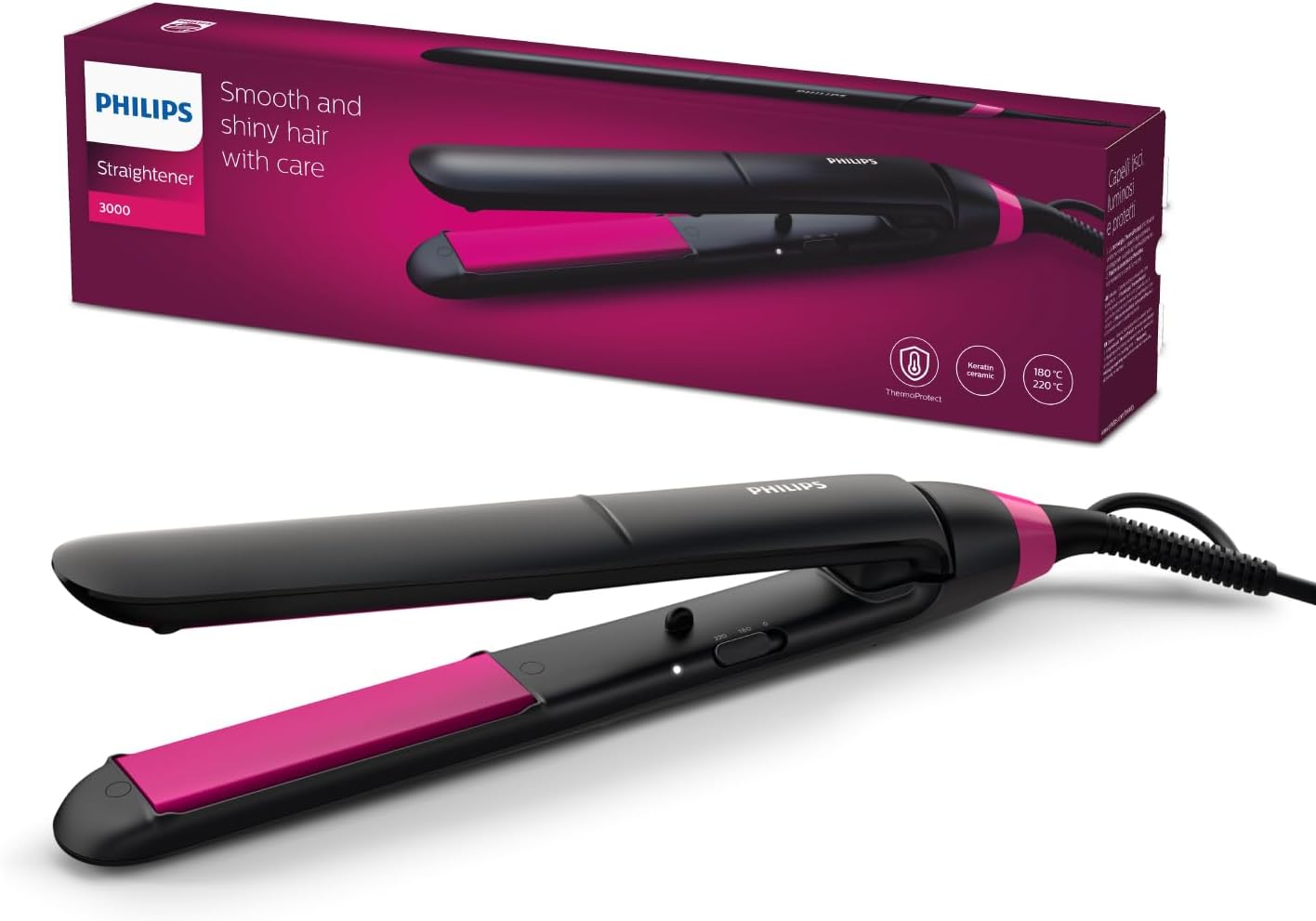 Alternative view of Saç Düzleştirici, Keratin Seramik Plaka, ThermoProtect Teknolojisi, 2 Sıcaklık Ayarı, Tuş Kilidi, 60 Saniyede Isınma, 220°C’ye Kadar Sıcaklık Ayarı, BHS375/00