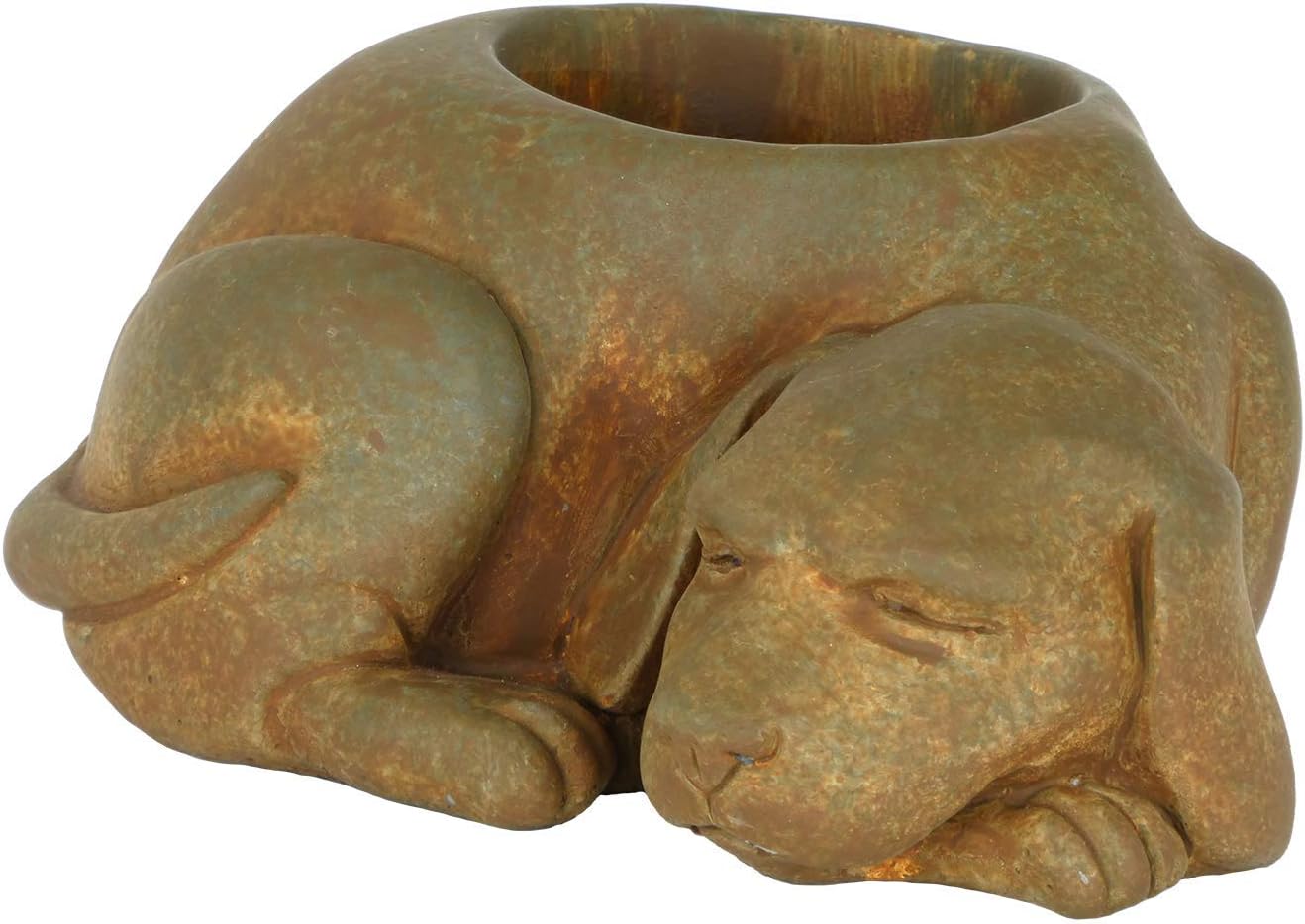 Alternative view of and Çimento Uyuyan Köpek Saksı, Drenaj Delikli, İç-Dış Mekan, Pas Kahverengi, 17.8 cm