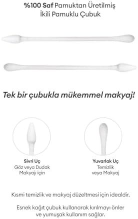 Yumuşak Dokulu, Çift Taraflı Pamuklu Çubuk Dual Swabs 200 Adet
