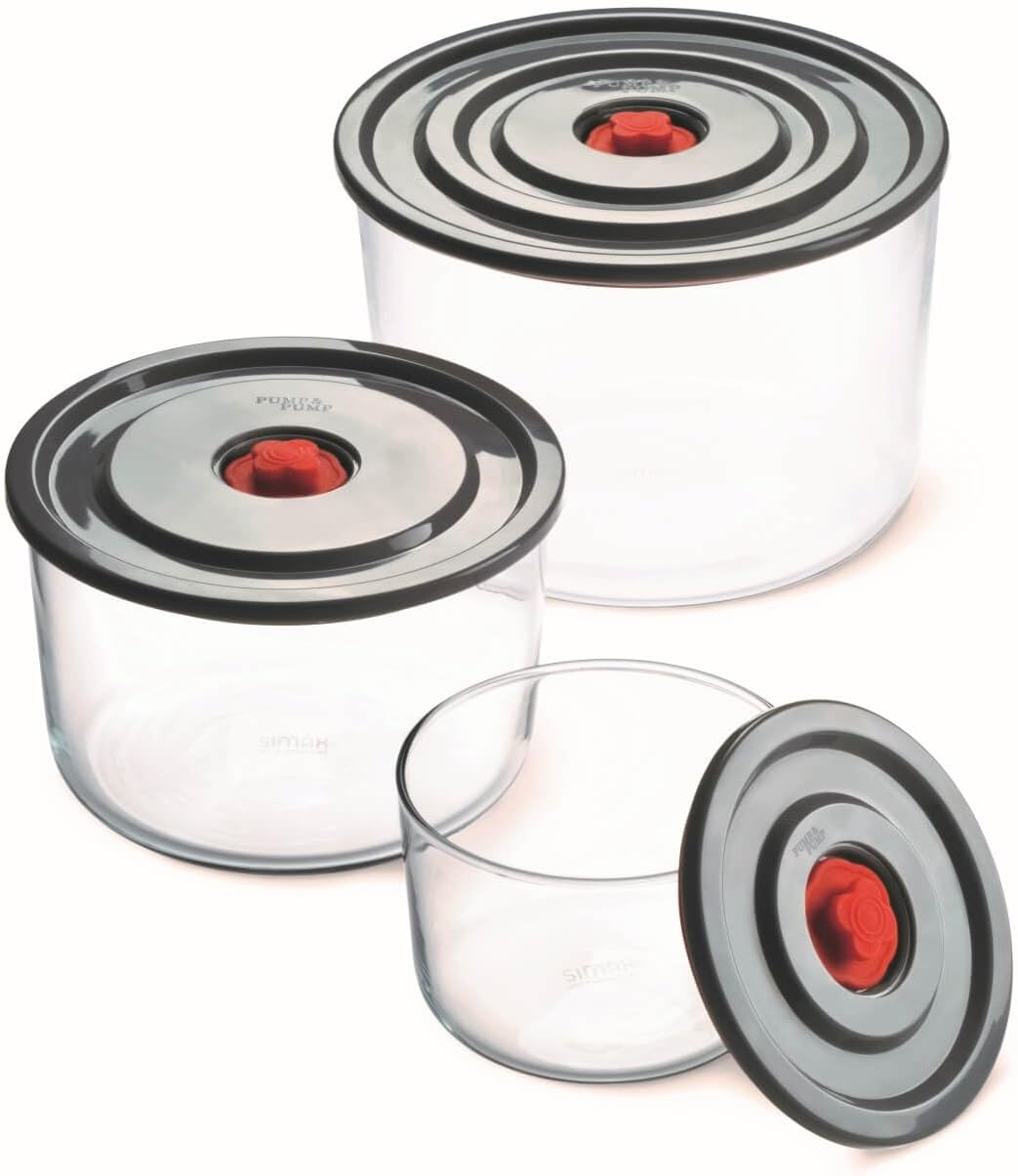 Yuvarlak 3’lü Borosilikat Cam Saklama Kabı Seti, 0.35 L + 1.00 L + 2.00 L, Sızdırmaz Kapak, Mikrodalga-Fırın-Buzdolabı-Bulaşık Makinesi Uyumlu