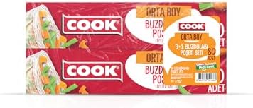 COOK Hediyeli 3+1 Buzdolabı Poşeti 24 x 38 cm. 4 x 20 yaprak 24'lü