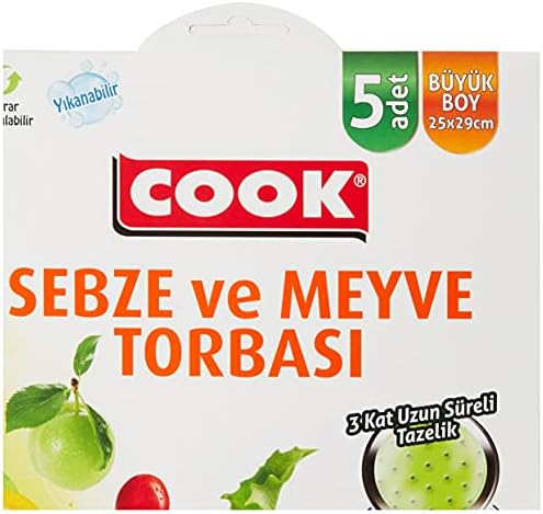 Sebze ve Meyve Torbası, 25 x 29 cm, 5 Adet