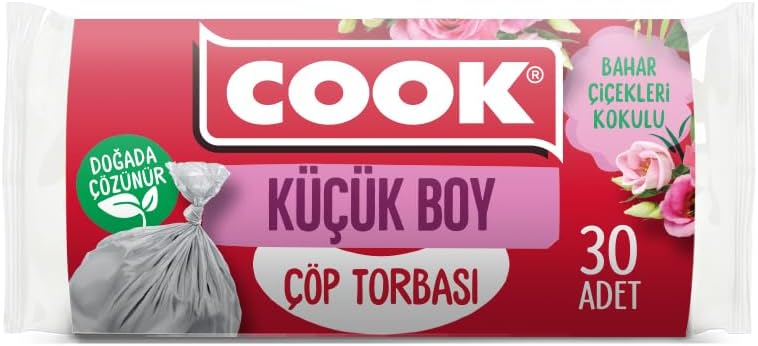 Kokulu Çöp Torbası, Küçük Boy, 40 x 47 cm, 30 Yaprak, Çiçekleri Kokulu, Şeffaf