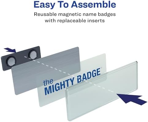 Alternative view of Mighty Rozeti, 1" x 3" Gümüş İsim Etiketi, 50 Kimlik Rozeti, Lazer Yazıcılar için 120 Ek Parça (71208)