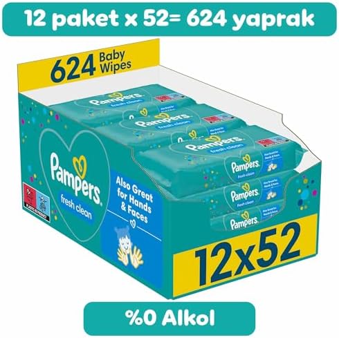 Pampers Fresh & Clean Islak Bebek Mendili (12 paket = 624 Islak Mendil)