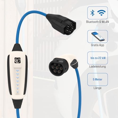 NRGkick Standart Plus 2.8kW & 22kW 5 Metre WiFi + Bluetooth AC Mobil Taşınabilir Elektrikli Araç Şarj İstasyonu