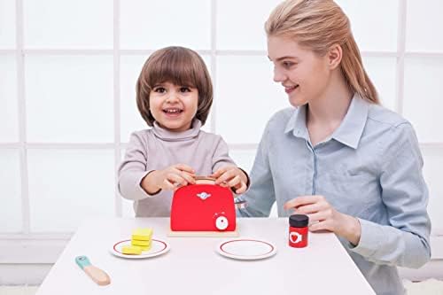 World 5038 Ahşap Retro Kırmızı Tost Makinesi ve Tost Seti, Çok Renkli