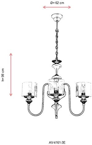 AV-4161-3E Eskitme Kaplama Modern Avize, E27, Metal, Cam, 62cm