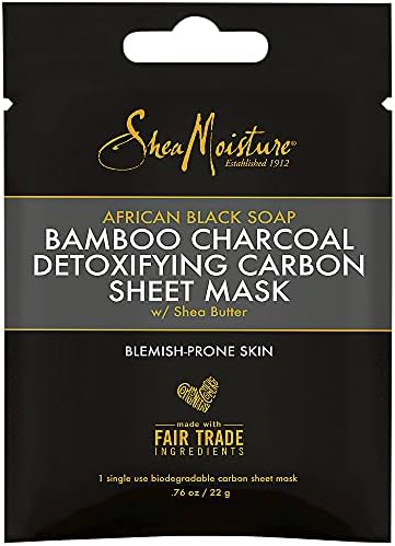 SHEA MOISTURE Afrika Siyah Sabunu ve Bambu Kömürü Detoks Yaprak Maske Tek Kullanımlık