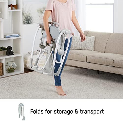 Alternative view of Ingenuity ConvertMe 2'si 1 Arada Kompakt Taşınabilir Bebek Salıncağı ve Bebek Koltuğu, Akülü Titreşimler, Otomatik Sallanma, Doğa Sesleri - 9 kg'a kadar