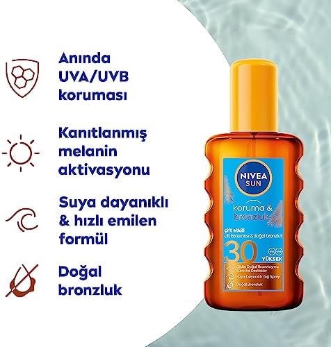Alternative view of Sun SPF30 Koruma & Bronzluk Güneş Yağı Spreyi (200 ml), Doğal Pro-Melanin Özleri ile Doğal Bronzluk, Yüksek Güneş Koruması, Bronzlaştırıcı ve Güneş Koruyucu Güneş Kremi