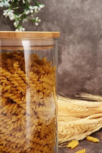 43463 Bamboo Ahşap Kapaklı Cam Kavanoz, Şeffaf, 1.48 Litre