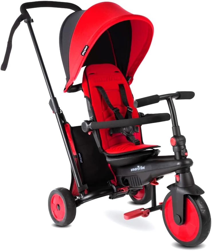 SmarTrike STR3 Plus 6'sı 1 Arada Modüler Katlanabilir Bebek Arabası ve Üç Tekerlekli Bebek Bisikleti - Red