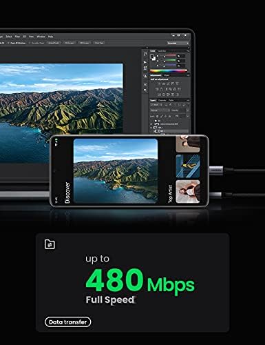 Alternative view of 2.0 USB-A & USB-C Örgülü Şarj ve Data Kablosu, 1 Metre, Siyah, 60126