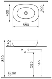 Alternative view of Outline 5995B420-0016 Oval Lavabo, 60 cm, Mat Bej