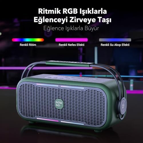 Alternative view of C1 100W Taşınabilir RGB Bluetooth Hoparlör Mikrofonlu Karaoke Parti Speaker Bej