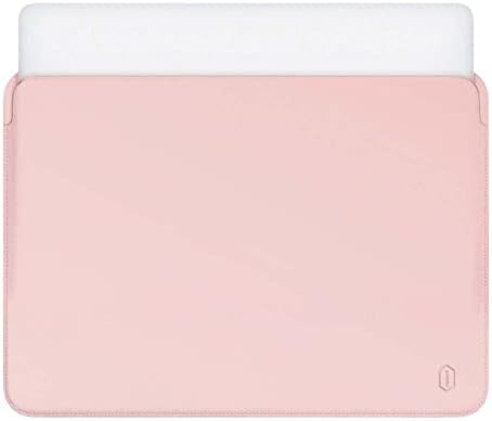 WIWU Skin Pro Laptop Çantası Kılıfı MacBook Air 13.6 M2 M3 M4 ve Pro 14.2 M1 M2 M3 M4 Uyumlu Deri Ultra İnce Zarf Tipi Pembe