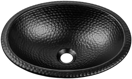 Abode 19103, mat, siyah, lavabo, oval, elle dövülmüş, 43,2 cm, 17 inç