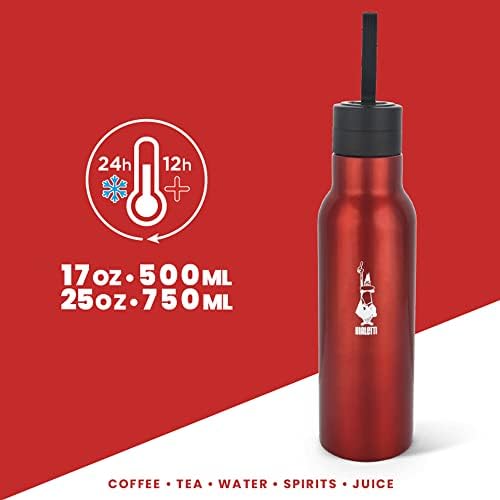 Alternative view of - Termal Şişe - 500mL - Kırmızı Renk - Paslanmaz Çelik - Çift Katmanlı - 12 Saat 24 Saat Soğuk Tutar - Hava Geçirmez Vidalı Kapak Özelliği - Özel Silikon Conta Sayesinde Sızdırmaz Şişe