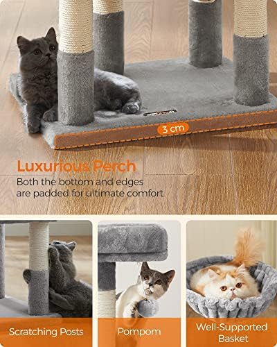 Feandrea Pct52W 110 cm Kedi Ağacı, Açık Gri