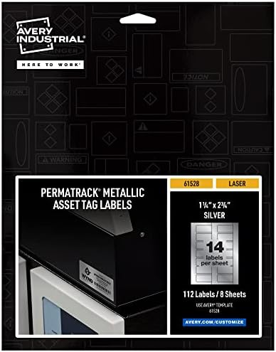 Alternative view of Metalik Varlık Etiketi Etiketleri, 1-1/4 x 2-3/4 inç, Lazer Yazdırılabilir Etiketler, 112 Su Geçirmez Etiket (61528)