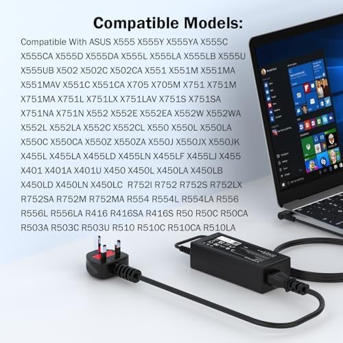 Alternative view of 45 W Asus Laptop Şarj Asus X401 X550 X551 X551C X551M X552L X555 X555L X705M X751L X751N F551C F551M F554L F555L F555L F751L F751M R556U R556L R510L R751L AD883020 EXA1208EH (5.5 * 2.5mm)