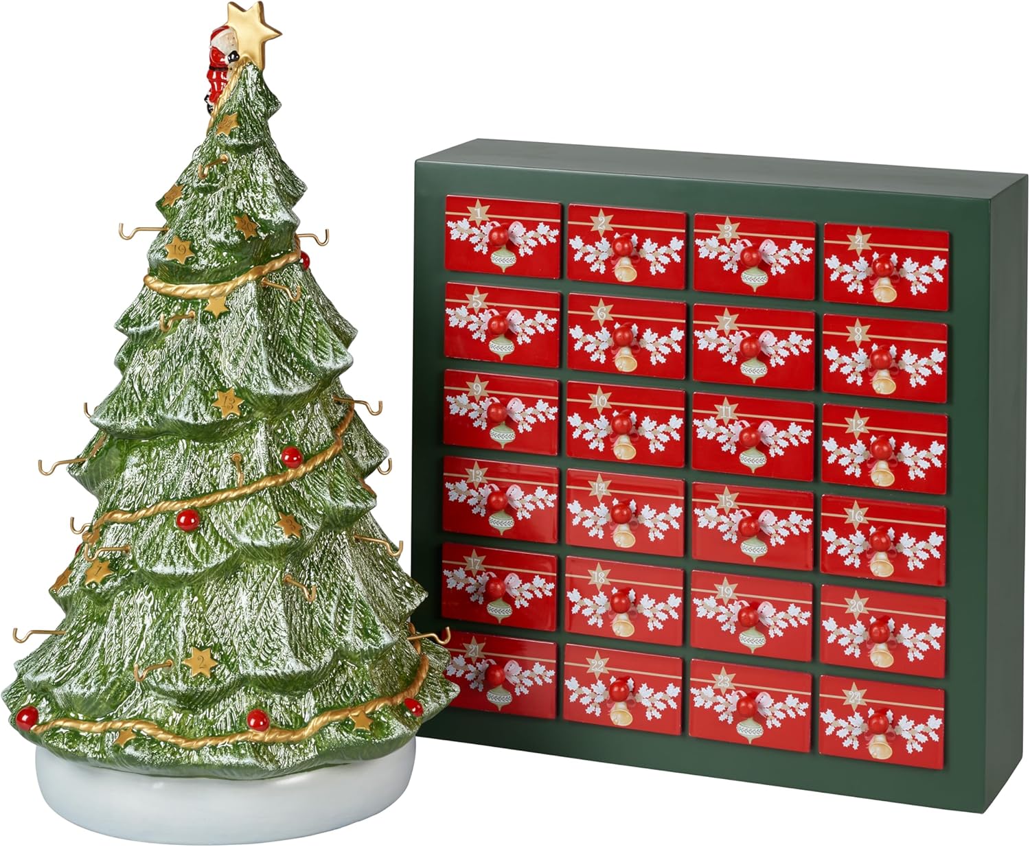 Villeroy ve Boch Christmas Toy's Memory takvimi seti, 26 parça, sert porselenden 24 porselen figürlü takvimi, ağaç dahil