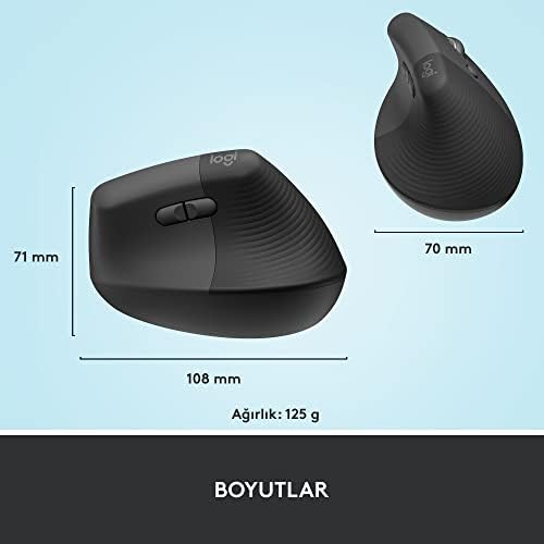 Alternative view of Lift Kablosuz Ergonomik Dikey Mouse, 57° Dikey Açı, 4000 DPI, Sessiz, Küçük ve Orta Eller İçin, Bluetooth, Logi Bolt USB Alıcı, 24 Ay Pil Ömrü, Siyah