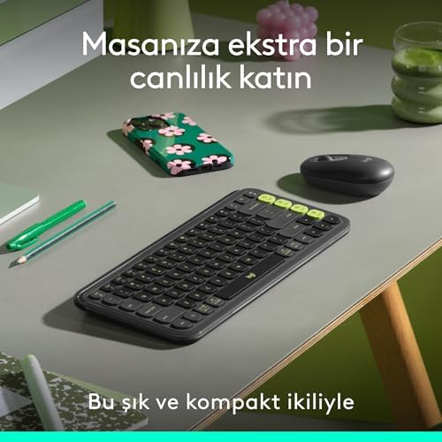 POP ICON COMBO Kablosuz Klavye ve Mouse Seti, Bluetooth, Konforlu Tasarım, Programlanabilir Tuşlar, Sessiz Tıklamalar, 3 Cihaza Kadar Easy-Switch, Türkçe Q Klavye, Siyah