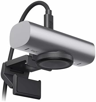 MX Ultra HD 4K Web Kamerası, 60 FPS 1080p, Gürültü Önleyici Çift Mikrofon, USB-C, Web Kamerası Kapağı, Microsoft Teams, Zoom, Meet ile Uyumlu, Açık Gri