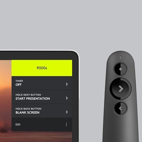 R500s sunucu, lazer sınıfı 1, Bluetooth ve USB için, evrensel uyumlu, 20 metre menzil, yapılandırılabilir, 12 ay çalışma süresine sahip akıllı pil kullanımı, koyu gri