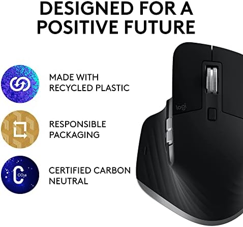 Mac için MX 3S Performans Kablosuz Mouse, 8.000 DPI, ve iPad için, Sessiz, Ergonomik, Ultra Hızlı Kaydırma, Çoklu Cihaz Özelliği, Bluetooth, Siyah