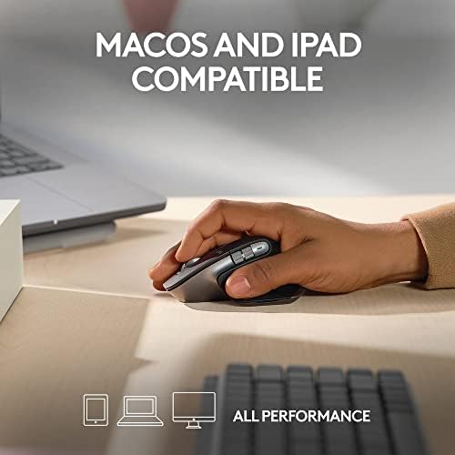 Alternative view of Mac için MX 3S Performans Kablosuz Mouse, 8.000 DPI, ve iPad için, Sessiz, Ergonomik, Ultra Hızlı Kaydırma, Çoklu Cihaz Özelliği, Bluetooth, Siyah