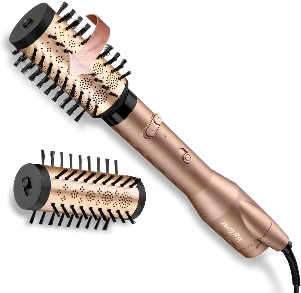 BaByliss Hava Üflemeli Döner Başlıklı Saç Şekillendirici Big Hair Dual Rose, 650W, 2 Başlık, İyon Teknolojisi, AS952E