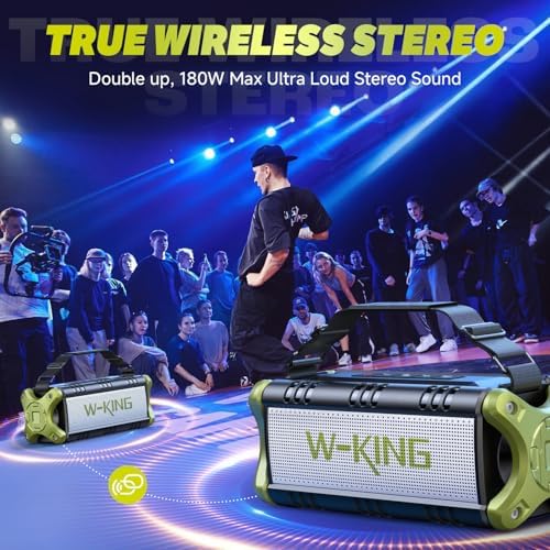 W-KING Bluetooth Hoparlör, 90W Maksimum Dış Mekan Hoparlörü, 50W Derin Baslı Kablosuz Taşınabilir Hoparlörler, Büyük Boombox Sesi, IPX6 Su Geçirmez, 40H, EQ, Çift Eşleştirme, Subwoofer * 2, TF
