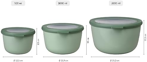 Alternative view of - Çok amaçlı Cirqula Round 3 parçalı set – kapaklı saklama kabı – saklama kutusu, buzdolabı, derin dondurucu ve mikrodalga fırın kabı olarak uygundur – 500 ml, 1000 ml & 2000 ml – Denim