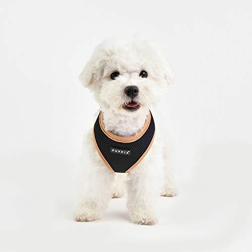Puppia Soft Harness II - Küçük ve orta boy köpekler için yumuşak köpek kayışı - çok rahat ve ayarlanabilir, siyah, S