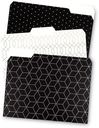 U Brands Fleuri Fashion Yelpaze Klasör, 3 Sekme, 24'lü Paket, Modern Klasik