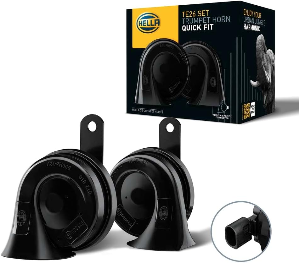 Korna Te26 Set - 12V - 110Db(A) - 400Hz-500Hz - Düşük Ses/Yüksek Ses - Elektrikli - Ece Onaylı - Gövde Rengi: Siyah - Miktar: 2 Fanfare 3FH 012 010-931