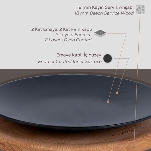 Alternative view of Döküm Yuvarlak Tabak, Çap 21 Ahşap Altlıklı - LV AS 168