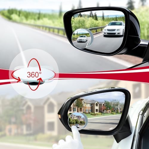 JIAHAO Kör Nokta Aynası, 2" Yuvarlak HD Cam Çerçevesiz Dışbükey Dikiz Aynası geniş açılı Ayarlanabilir Yapıştırma ile Otomobiller, SUV ve Kamyonlar için, 2'li Paket