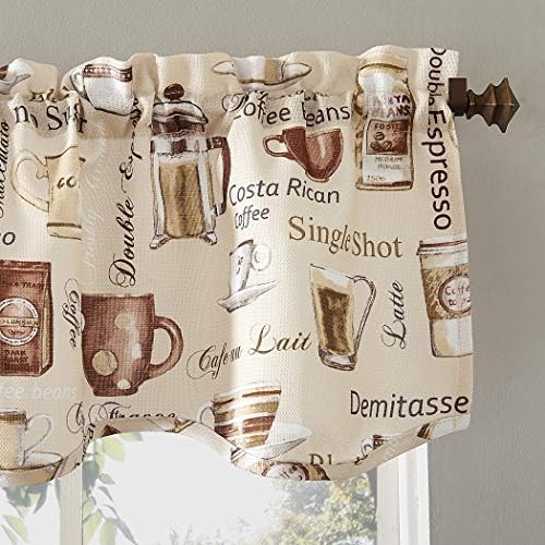 No. 918 Bristol Coffee Yarı Şeffaf Çubuk Cep Mutfak Perdesi Saçak ve Kat Seti, 137 cm x 60 cm 3 Parça, Fildişi Kırık Beyaz