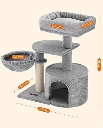 Alternative view of FEANDREA Küçük Kedi Ağacı Tırmalama Direği Çok Katlı 68 cm, Açık Gri
