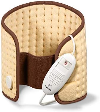 HK49 elektronik boyun destek yastığı/bel omuru desteği, yumuşak yüzey, yıkanabilir, 3 güç seviyesi, 100 W, 28 x 69 cm, ayarlanabilir cırt cırtlı kayış, krem rengi
