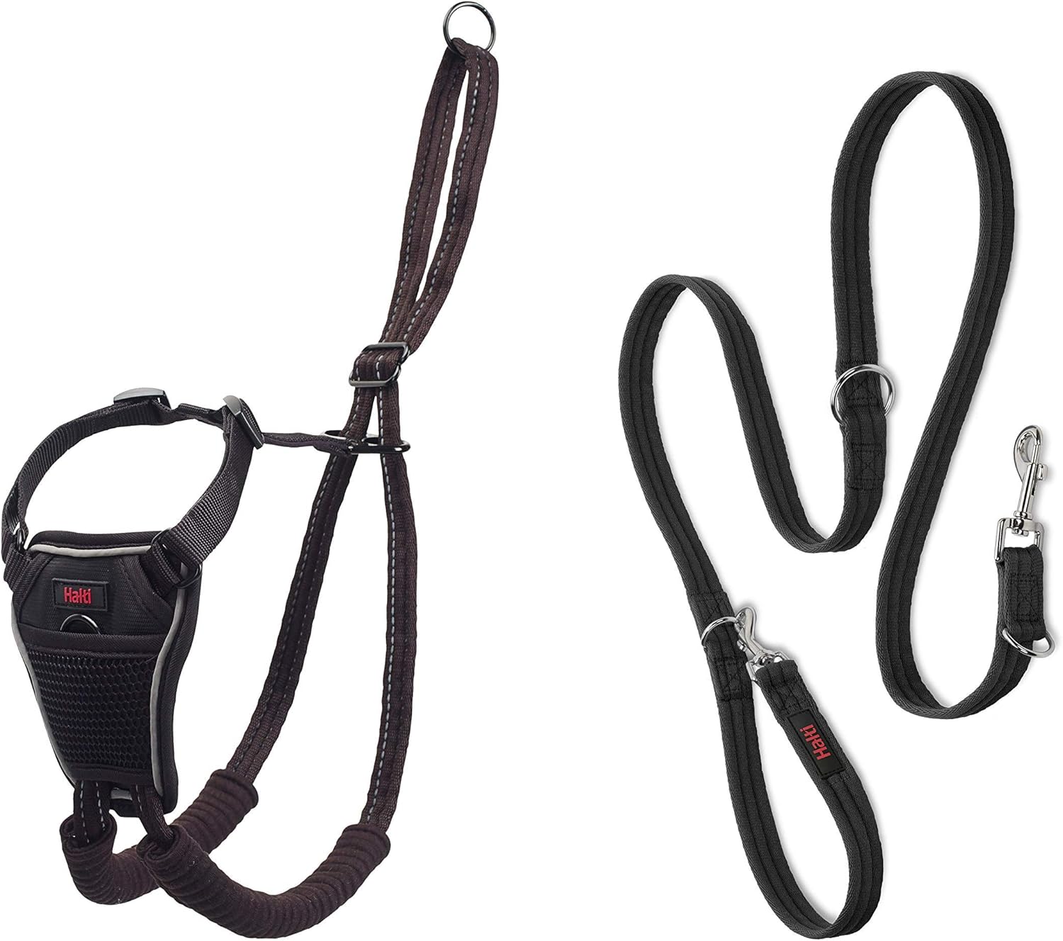 Halti No Pull yemek takımı ve antrenman tasması kombi paket, Stop Dog Pulling on Walks with Halti, Includes Medium Halti No Pull Harness and Double End Lead
