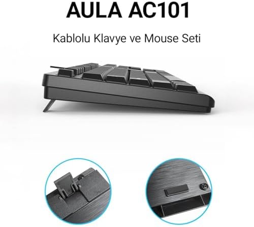 Aula AC101 Kablolu Türkçe Q Klavye ve 1200 DPI Optik Mouse Seti